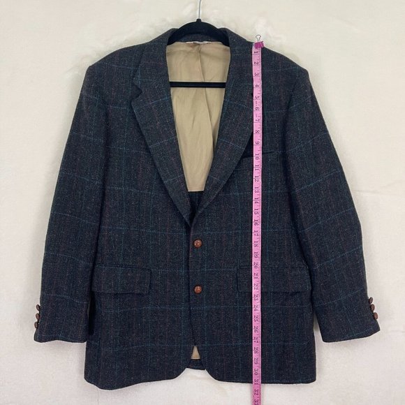 Dobbshire Dark Gray Plaid Sport Coat 100 % Pure Wool Blazer Men's Size 41R - Picture 2 of 11